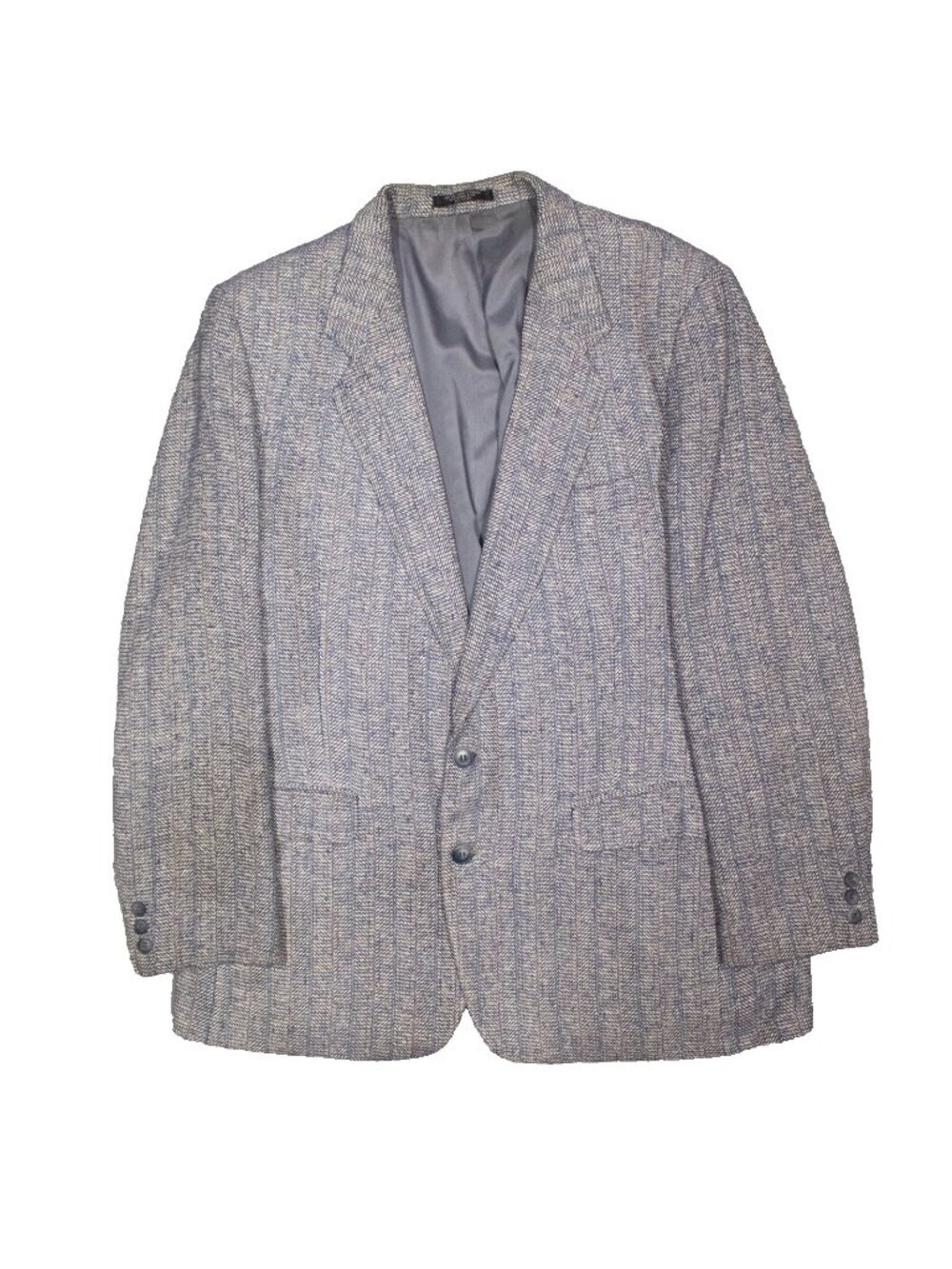 Vintage 100% Silk Blazer Tweed Sport Coat Canada Blue/White 46L